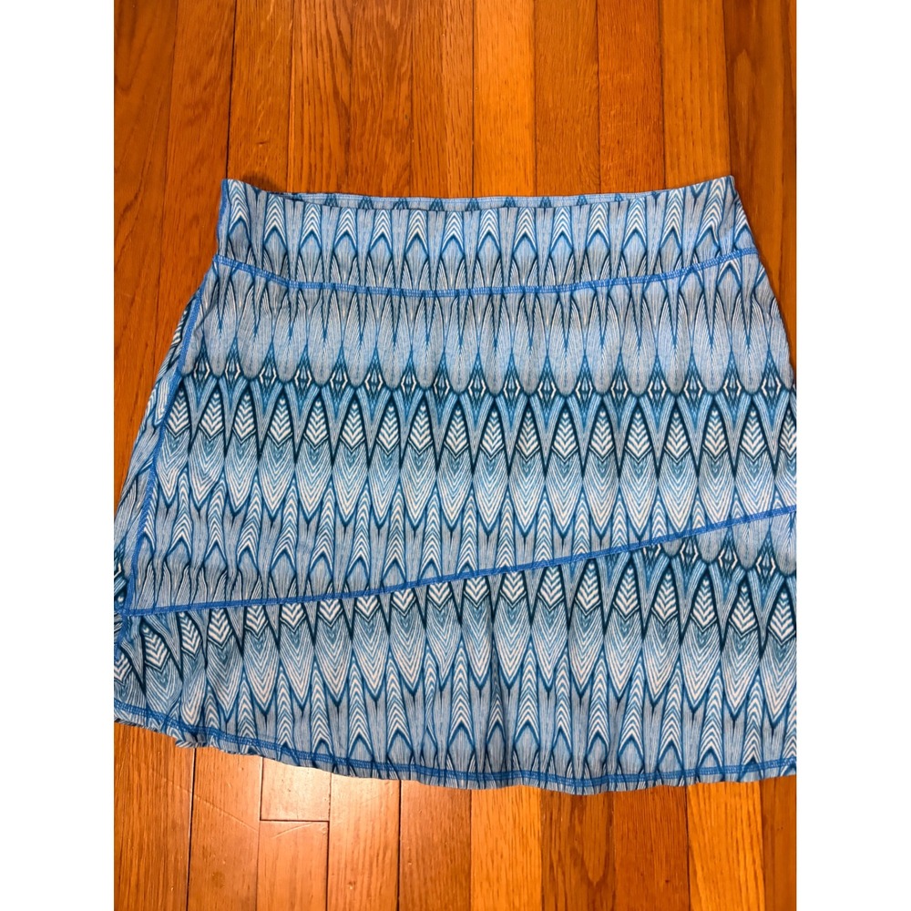 Prana Blue Geometric Ikat Print Athletic Skort Women XL Recycled Stretch Skirt